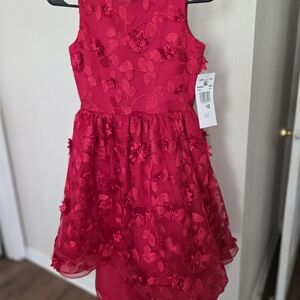 Elegant Red Floral Kids Dress